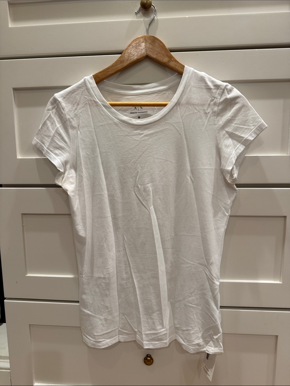 Armani Exchange Women's White Crewneck Short-Sleeve Tee
